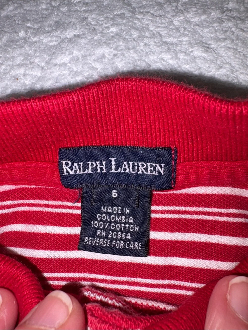 Ralph Lauren Red & White Striped Polo-Knit Dress for Kids size 6